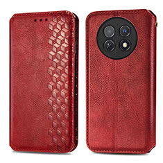 Leather Case Stands Flip Cover Holder S01D for Huawei Nova Y91 Red