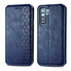 Leather Case Stands Flip Cover Holder S01D for Huawei P40 Lite 5G Blue