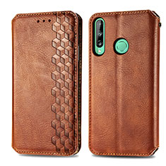 Leather Case Stands Flip Cover Holder S01D for Huawei P40 Lite E Brown
