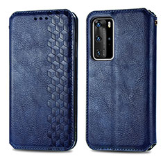 Leather Case Stands Flip Cover Holder S01D for Huawei P40 Pro Blue