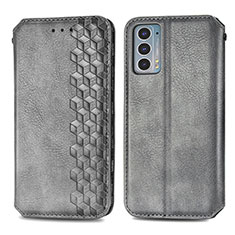 Leather Case Stands Flip Cover Holder S01D for Motorola Moto Edge 20 5G Gray