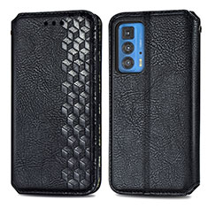 Leather Case Stands Flip Cover Holder S01D for Motorola Moto Edge 20 Pro 5G Black