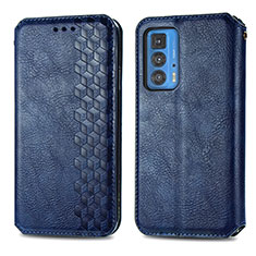 Leather Case Stands Flip Cover Holder S01D for Motorola Moto Edge 20 Pro 5G Blue