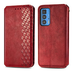 Leather Case Stands Flip Cover Holder S01D for Motorola Moto Edge 20 Pro 5G Red