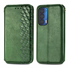 Leather Case Stands Flip Cover Holder S01D for Motorola Moto Edge (2021) 5G Green