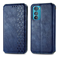 Leather Case Stands Flip Cover Holder S01D for Motorola Moto Edge 30 5G Blue