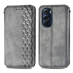 Leather Case Stands Flip Cover Holder S01D for Motorola Moto Edge 30 Pro 5G Gray