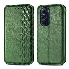 Leather Case Stands Flip Cover Holder S01D for Motorola Moto Edge 30 Pro 5G Green