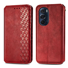 Leather Case Stands Flip Cover Holder S01D for Motorola Moto Edge 30 Pro 5G Red