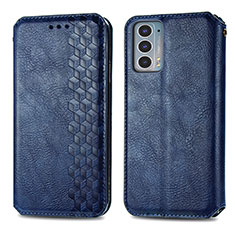 Leather Case Stands Flip Cover Holder S01D for Motorola Moto Edge Lite 5G Blue