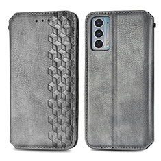 Leather Case Stands Flip Cover Holder S01D for Motorola Moto Edge Lite 5G Gray