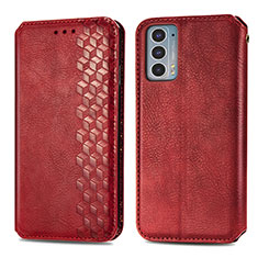 Leather Case Stands Flip Cover Holder S01D for Motorola Moto Edge Lite 5G Red