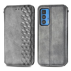 Leather Case Stands Flip Cover Holder S01D for Motorola Moto Edge S Pro 5G Gray