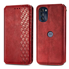 Leather Case Stands Flip Cover Holder S01D for Motorola Moto G 5G (2022) Red