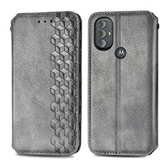 Leather Case Stands Flip Cover Holder S01D for Motorola Moto G Play Gen 2 Gray