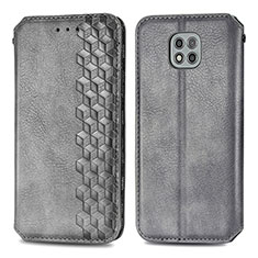 Leather Case Stands Flip Cover Holder S01D for Motorola Moto G Power (2021) Gray