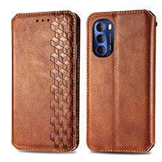 Leather Case Stands Flip Cover Holder S01D for Motorola Moto G Stylus (2022) 4G Brown