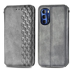 Leather Case Stands Flip Cover Holder S01D for Motorola Moto G Stylus (2022) 4G Gray