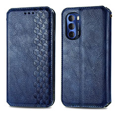 Leather Case Stands Flip Cover Holder S01D for Motorola Moto G Stylus (2022) 5G Blue