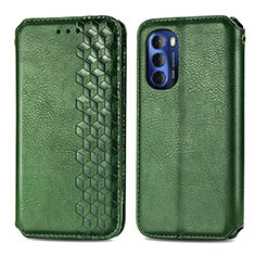 Leather Case Stands Flip Cover Holder S01D for Motorola Moto G Stylus (2022) 5G Green