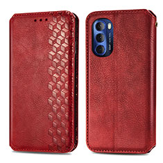 Leather Case Stands Flip Cover Holder S01D for Motorola Moto G Stylus (2022) 5G Red