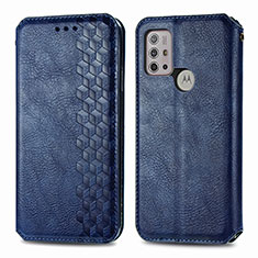 Leather Case Stands Flip Cover Holder S01D for Motorola Moto G10 Power Blue