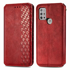 Leather Case Stands Flip Cover Holder S01D for Motorola Moto G10 Red