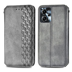 Leather Case Stands Flip Cover Holder S01D for Motorola Moto G13 Gray