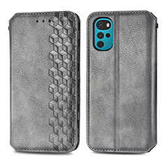 Leather Case Stands Flip Cover Holder S01D for Motorola Moto G22 Gray