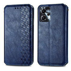 Leather Case Stands Flip Cover Holder S01D for Motorola Moto G23 Blue