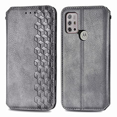 Leather Case Stands Flip Cover Holder S01D for Motorola Moto G30 Gray
