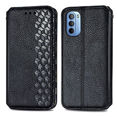 Leather Case Stands Flip Cover Holder S01D for Motorola Moto G31 Black