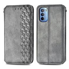 Leather Case Stands Flip Cover Holder S01D for Motorola Moto G31 Gray