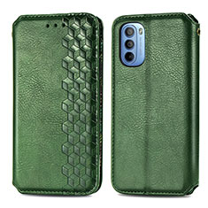 Leather Case Stands Flip Cover Holder S01D for Motorola Moto G31 Green