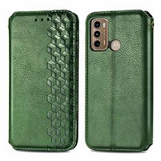 Leather Case Stands Flip Cover Holder S01D for Motorola Moto G40 Fusion Green