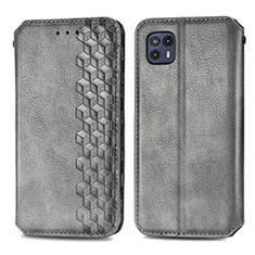 Leather Case Stands Flip Cover Holder S01D for Motorola Moto G50 5G Gray