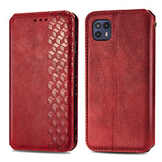 Leather Case Stands Flip Cover Holder S01D for Motorola Moto G50 5G Red