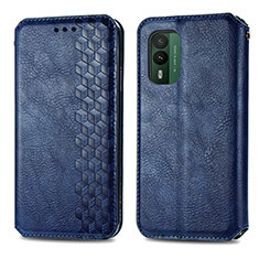 Leather Case Stands Flip Cover Holder S01D for Nokia XR21 Blue