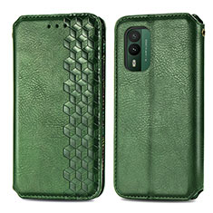 Leather Case Stands Flip Cover Holder S01D for Nokia XR21 Green