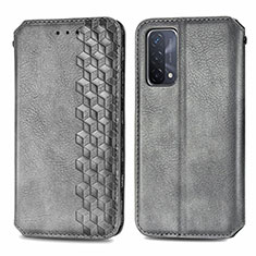 Leather Case Stands Flip Cover Holder S01D for OnePlus Nord N200 5G Gray