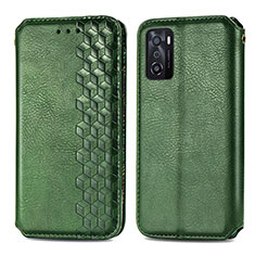 Leather Case Stands Flip Cover Holder S01D for Oppo A55S 5G Green