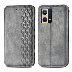 Leather Case Stands Flip Cover Holder S01D for Oppo F21s Pro 4G Gray