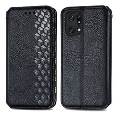 Leather Case Stands Flip Cover Holder S01D for Oppo Find X5 Pro 5G Black