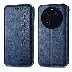 Leather Case Stands Flip Cover Holder S01D for Oppo Find X6 5G Blue