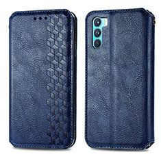 Leather Case Stands Flip Cover Holder S01D for Oppo K9 Pro 5G Blue