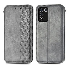 Leather Case Stands Flip Cover Holder S01D for Oppo K9S 5G Gray