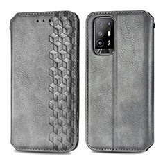 Leather Case Stands Flip Cover Holder S01D for Oppo Reno5 Z 5G Gray