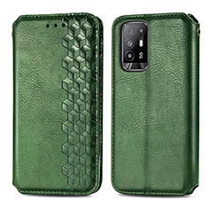 Leather Case Stands Flip Cover Holder S01D for Oppo Reno5 Z 5G Green
