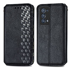 Leather Case Stands Flip Cover Holder S01D for Oppo Reno6 Pro 5G Black