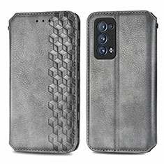 Leather Case Stands Flip Cover Holder S01D for Oppo Reno6 Pro 5G Gray